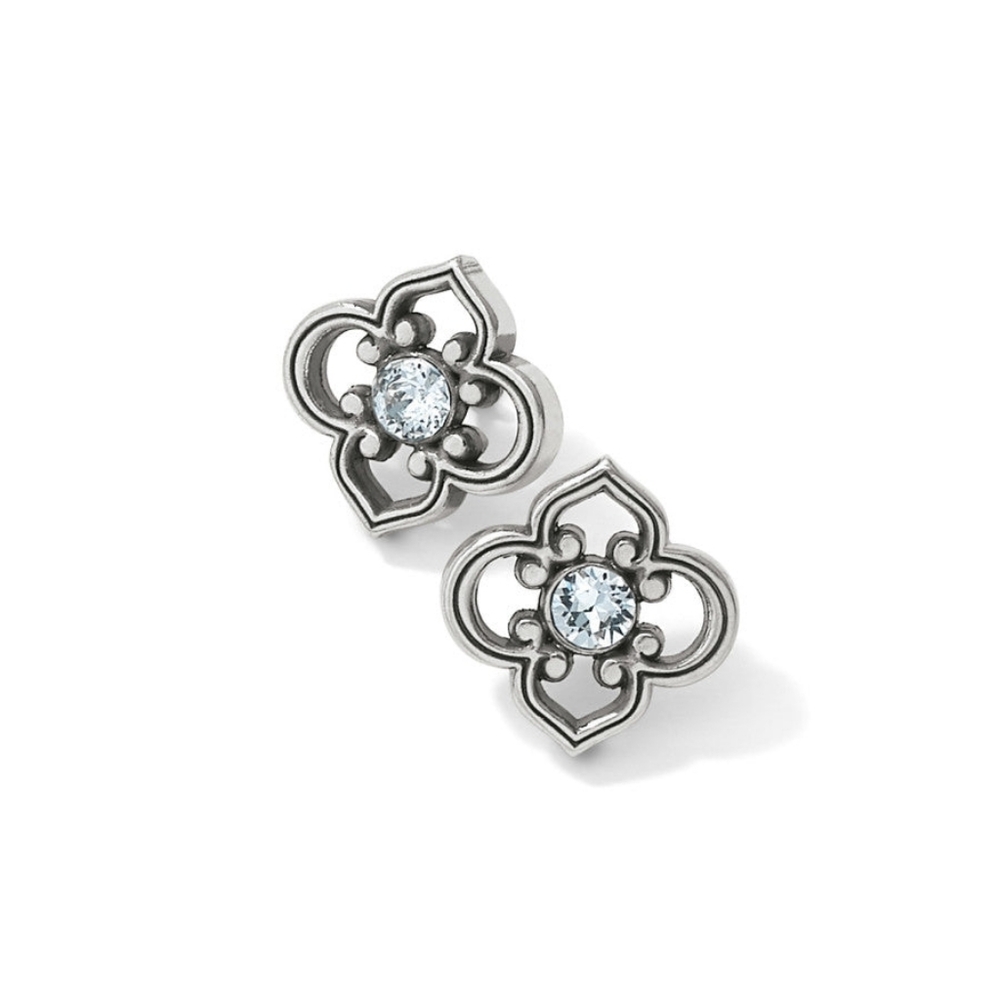 Brighton Toledo Silver Plated Clear Crystal Post Stud Earrings